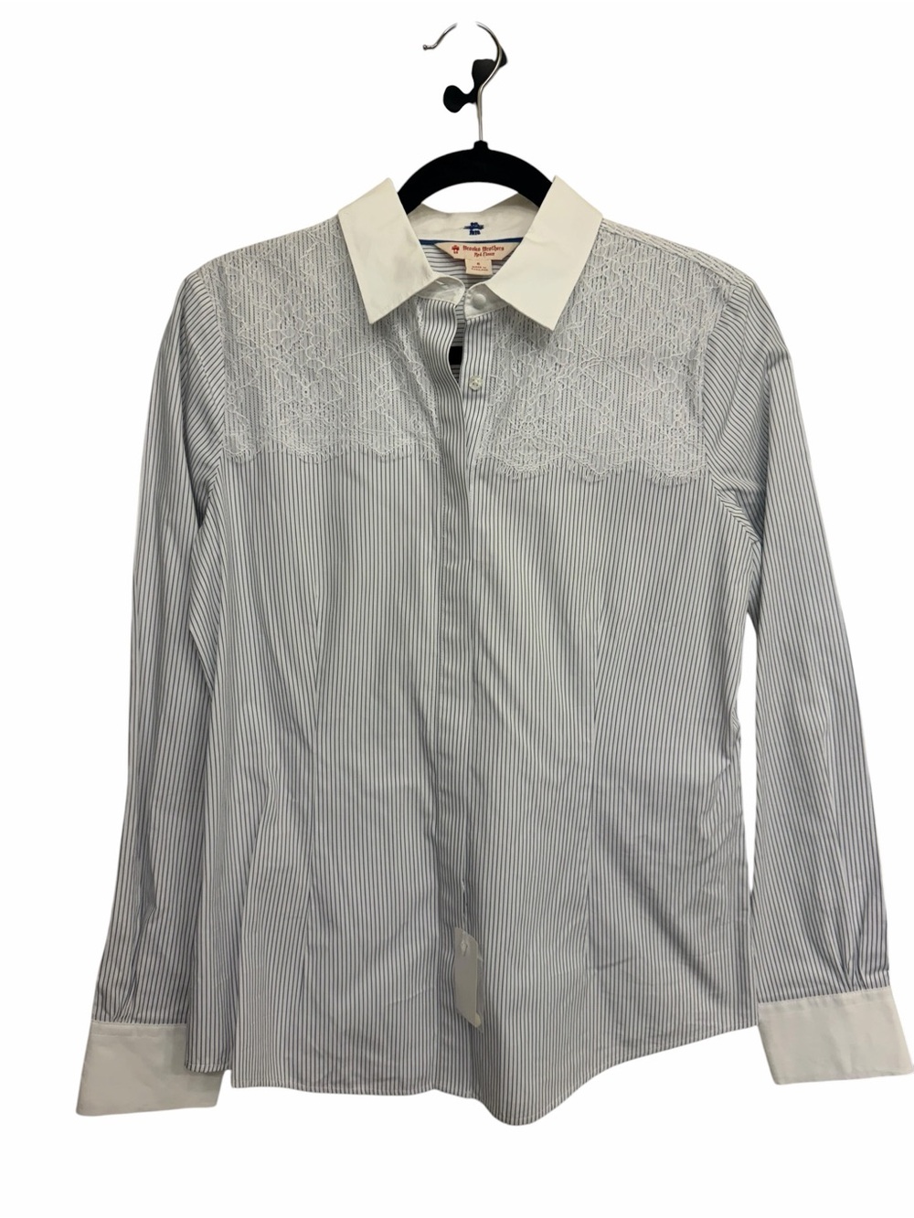 Brooks Brothers Red Fleece Striped Lace-Yoke Shirt — Size 6 — NWT